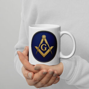 Classic Square & Compass White glossy mug