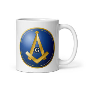 Modern Square & Compass White glossy mug